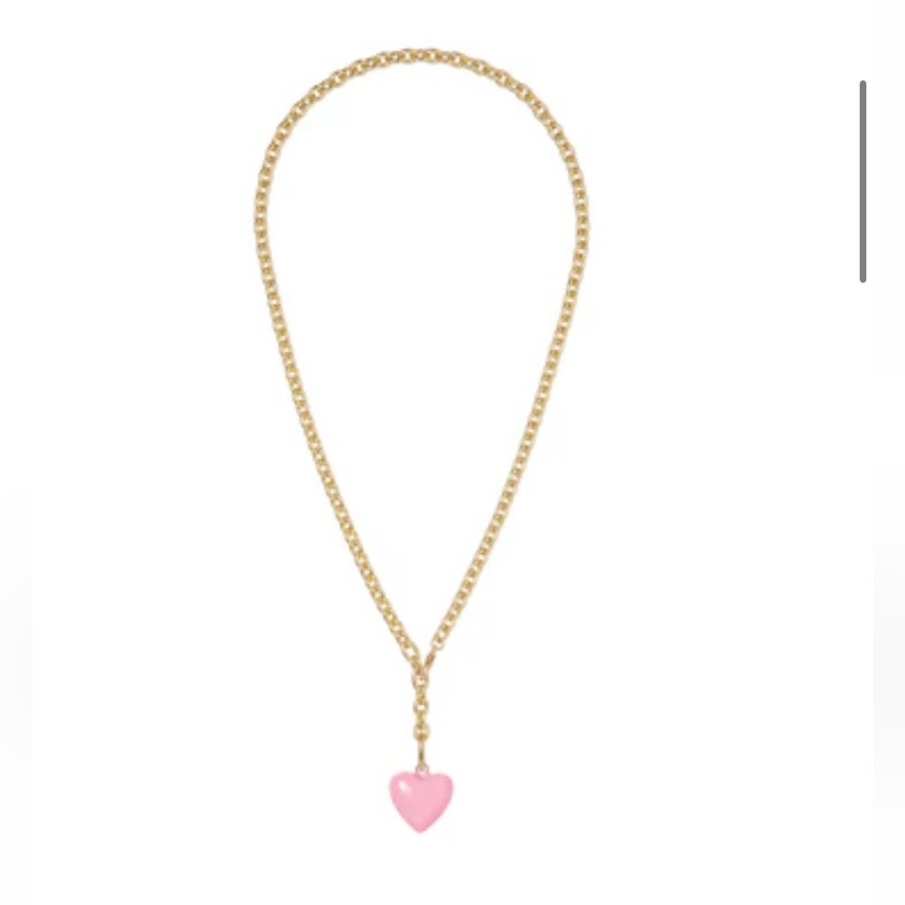 Roxanne Assoulin Gold Chain Necklace with Pink Heart Pendant
